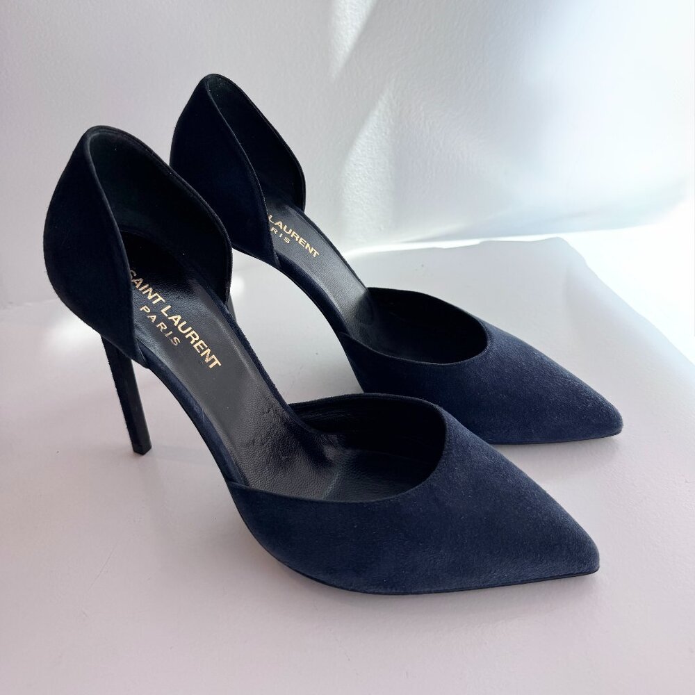 Saint Laurent Anja 105 Suede D’Orsay Pumps Heels Size 37 YSL